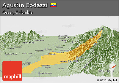 Savanna Style Panoramic Map of Agustin Codazzi