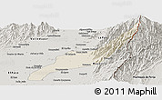 Shaded Relief Panoramic Map of Agustin Codazzi, semi-desaturated