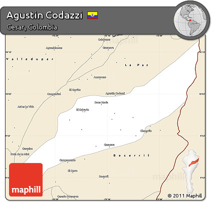 Classic Style Simple Map of Agustin Codazzi