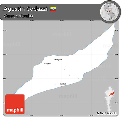 Gray Simple Map of Agustin Codazzi, single color outside