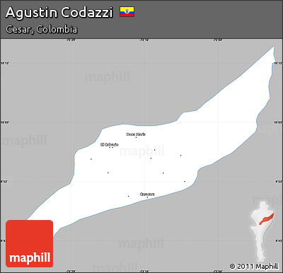 Gray Simple Map of Agustin Codazzi, single color outside