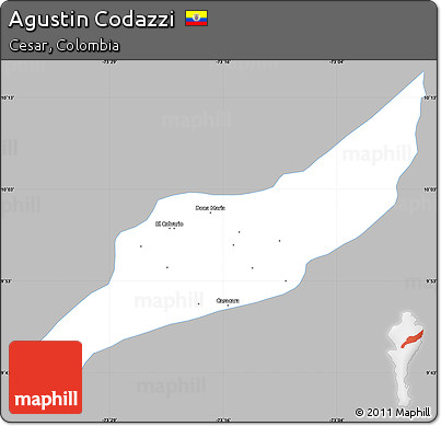 Gray Simple Map of Agustin Codazzi, single color outside