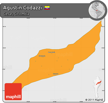 Political Simple Map of Agustin Codazzi, single color outside