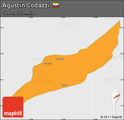 Political Simple Map of Agustin Codazzi, single color outside