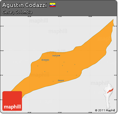 Political Simple Map of Agustin Codazzi, single color outside