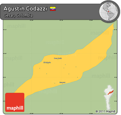 Savanna Style Simple Map of Agustin Codazzi, single color outside