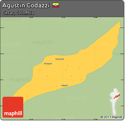 Savanna Style Simple Map of Agustin Codazzi, single color outside