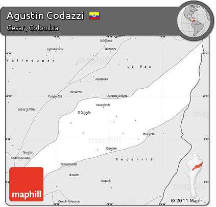 Silver Style Simple Map of Agustin Codazzi