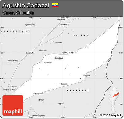 Silver Style Simple Map of Agustin Codazzi