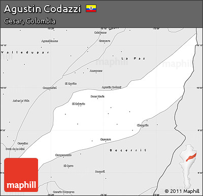 Silver Style Simple Map of Agustin Codazzi