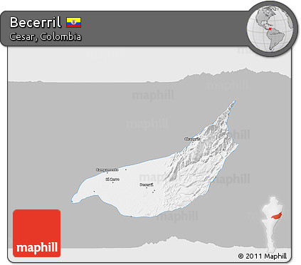 Gray 3D Map of Becerril, single color outside