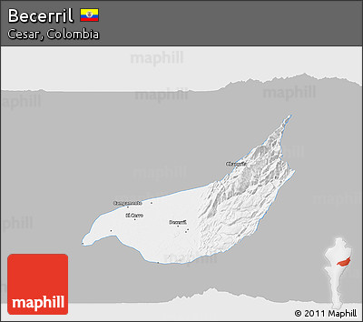 Gray 3D Map of Becerril, single color outside