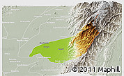 Physical 3D Map of Becerril, lighten, semi-desaturated
