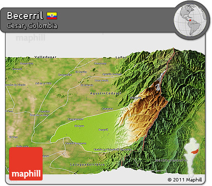 Physical 3D Map of Becerril, satellite outside