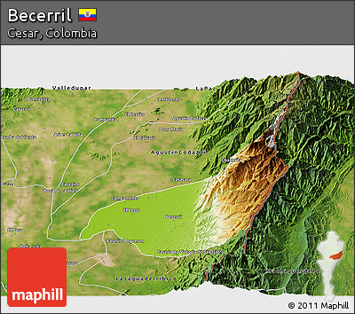 Physical 3D Map of Becerril, satellite outside