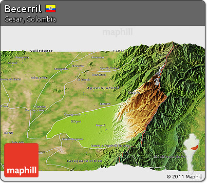 Physical 3D Map of Becerril, satellite outside
