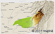 Physical 3D Map of Becerril, shaded relief outside