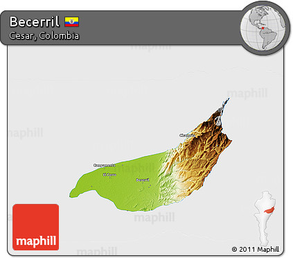 Physical 3D Map of Becerril, single color outside