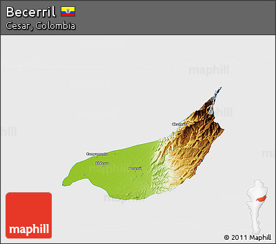 Physical 3D Map of Becerril, single color outside