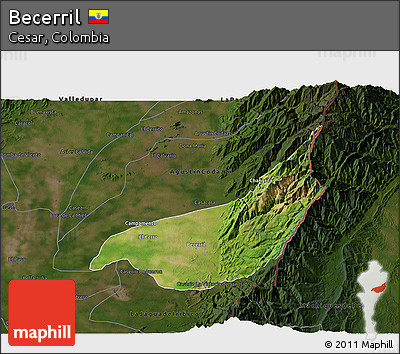 Satellite 3D Map of Becerril, darken