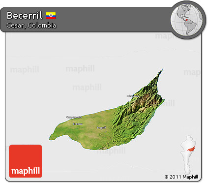 Satellite 3D Map of Becerril, single color outside