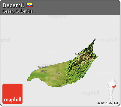 Satellite 3D Map of Becerril, single color outside