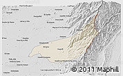 Shaded Relief 3D Map of Becerril, desaturated