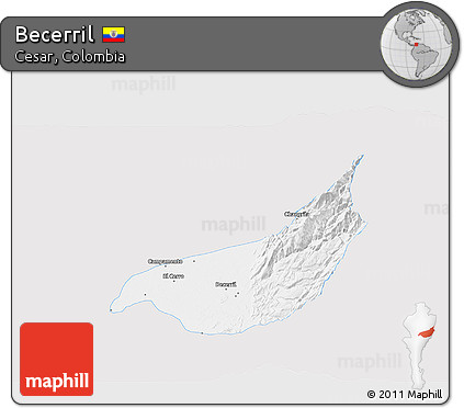 Silver Style 3D Map of Becerril, single color outside
