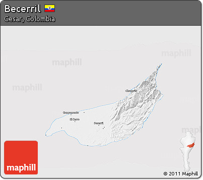 Silver Style 3D Map of Becerril, single color outside