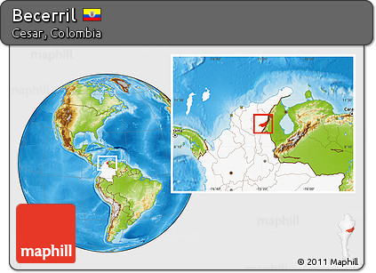 Physical Location Map of Becerril, highlighted country