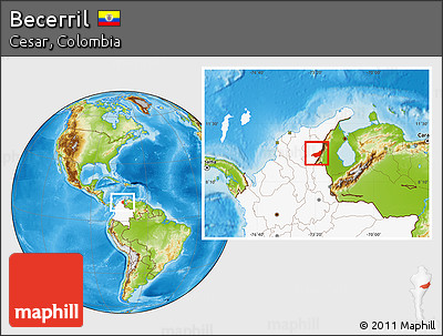 Physical Location Map of Becerril, highlighted country