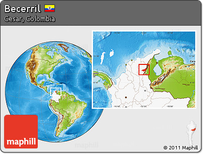 Physical Location Map of Becerril, highlighted country