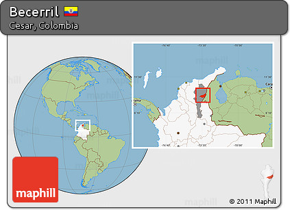 Savanna Style Location Map of Becerril, highlighted country, highlighted parent region