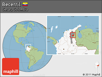Savanna Style Location Map of Becerril, highlighted country, highlighted parent region