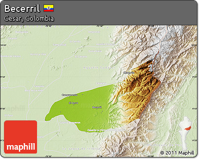 Physical Map of Becerril, lighten