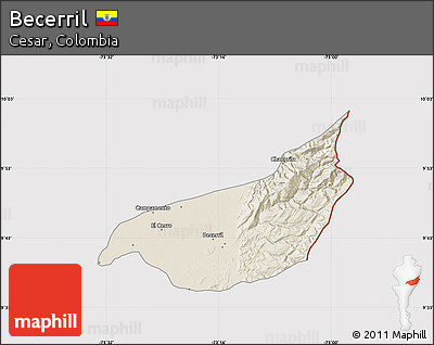 Shaded Relief Map of Becerril, cropped outside