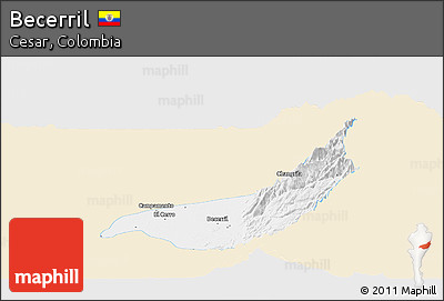 Classic Style Panoramic Map of Becerril, single color outside