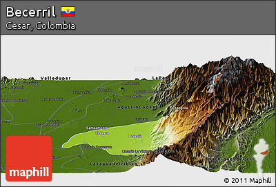 Physical Panoramic Map of Becerril, darken