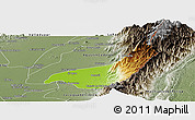 Physical Panoramic Map of Becerril, semi-desaturated