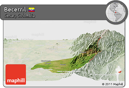 Satellite Panoramic Map of Becerril, lighten