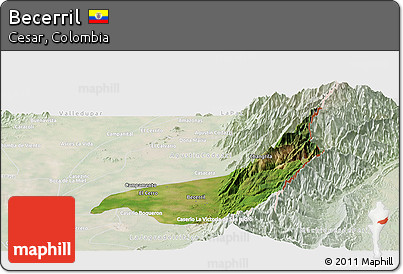 Satellite Panoramic Map of Becerril, lighten