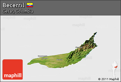 Satellite Panoramic Map of Becerril, single color outside