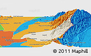 Shaded Relief Panoramic Map of Becerril, political outside