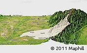 Shaded Relief Panoramic Map of Becerril, satellite outside
