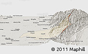 Shaded Relief Panoramic Map of Becerril, semi-desaturated
