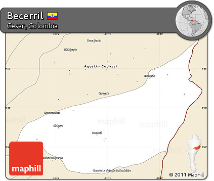 Classic Style Simple Map of Becerril