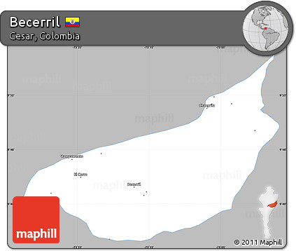Gray Simple Map of Becerril, single color outside