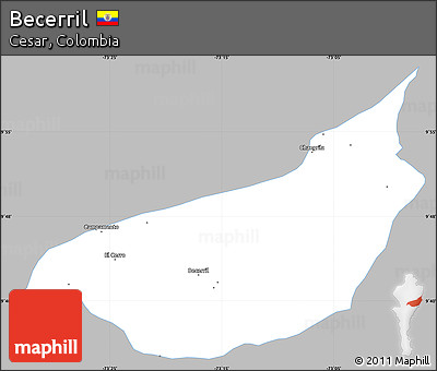 Gray Simple Map of Becerril, single color outside