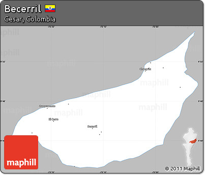 Gray Simple Map of Becerril, single color outside