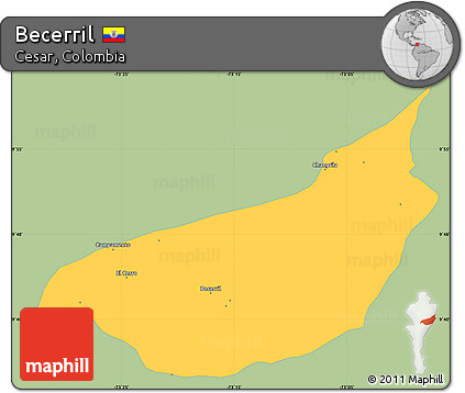 Savanna Style Simple Map of Becerril, single color outside